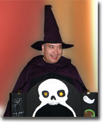 Dave brown in his close-up halloween wizard costume
